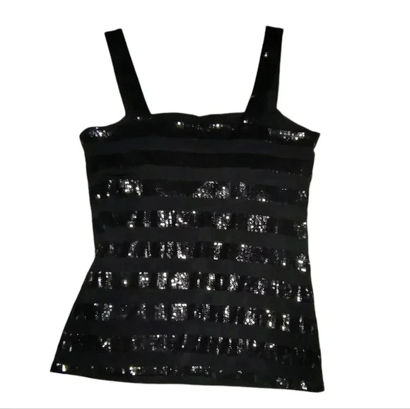 Cache Women's Dressy Stretchy Sequined Tank Top with Shelf Bra, S - Picture 2 of 7